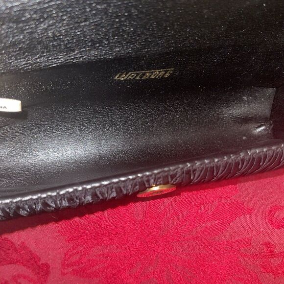 Vintage Walborg Black Pleated Satin Clutch Shoulder Bag Capsule Shape‎ - Picture 8 of 9